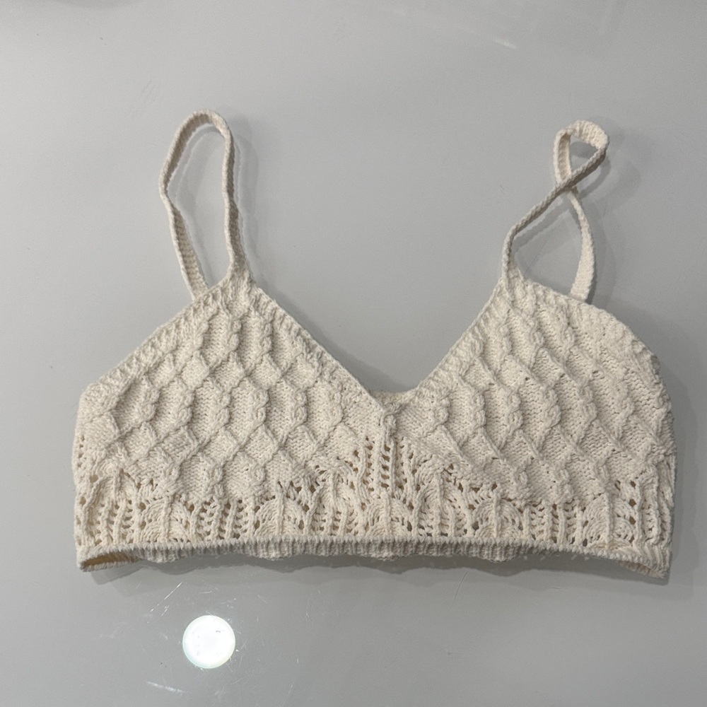 Source Unknown Cream Crochet Bralette